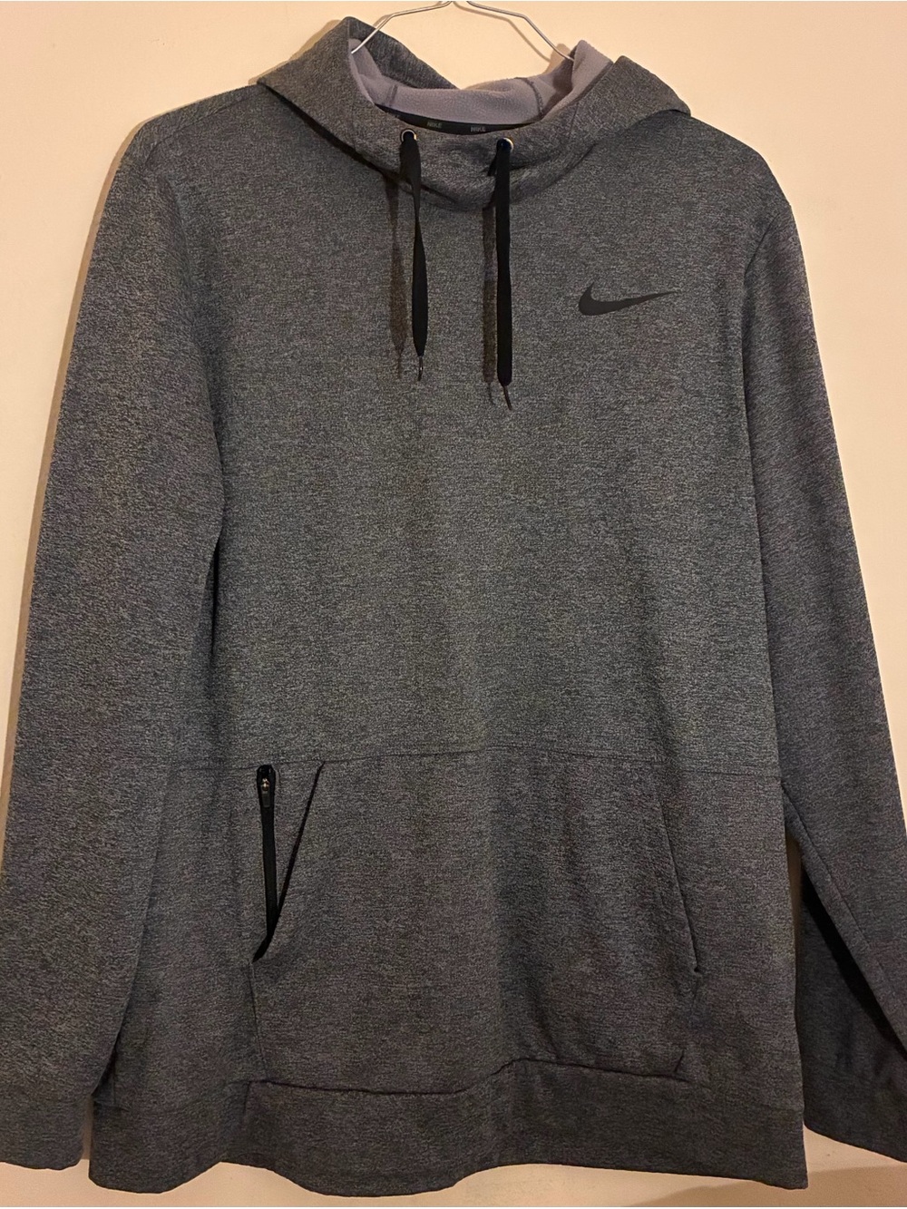 Nike Gray Performance Pullover Hoodie with Zip Pocket